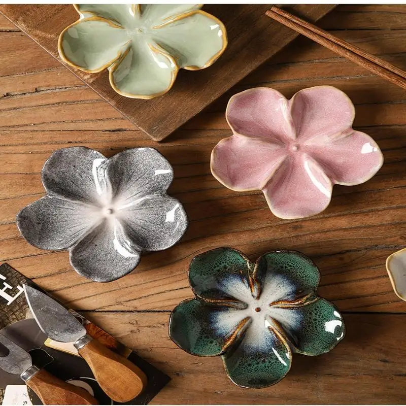 1pcsvintage Ceramic Craft Dish Flower Shaped Small Dish