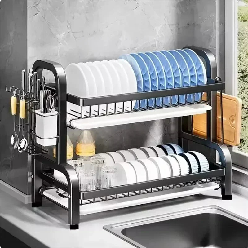 Tier Stainless Steel Dish Drainer Rustproof Compact Organizer