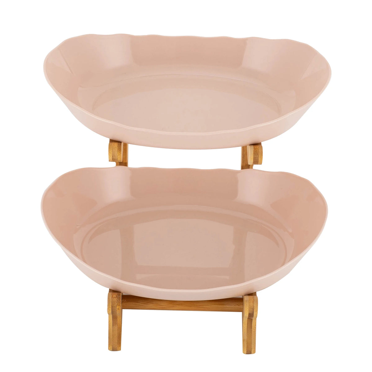 2-Tier Fruit Bowl Bamboo Fruit Basket Stand Food-Grade