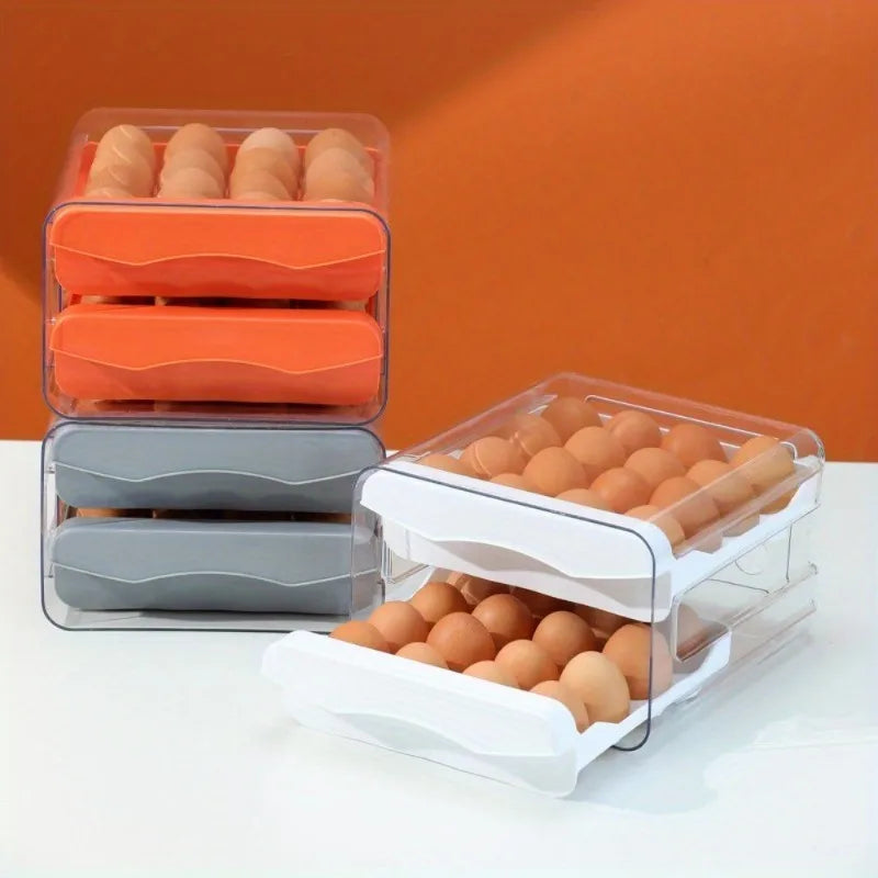 Double Layer Pull-Out Drawer Egg Holder Refrigerator Egg