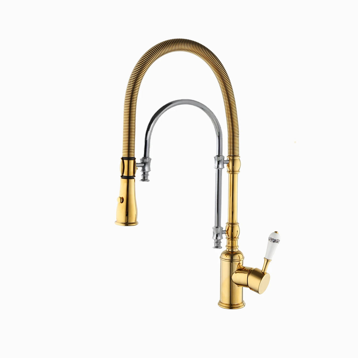 Ouio Solid Brass Dual-Function Faucet Pull-Down Sprayer &