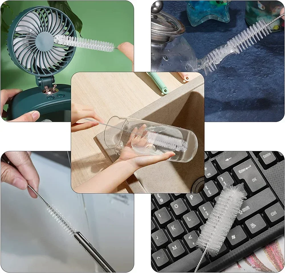 10-Pack 20cm Stainless Steel Bottle Cleaning Brushes Reusable