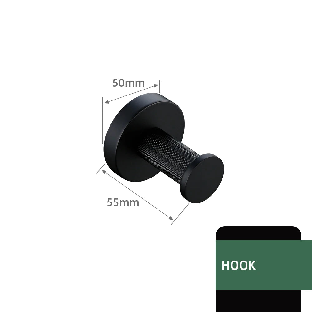Matte Black Bathroom Brass Knurled Kit Paper Holder
