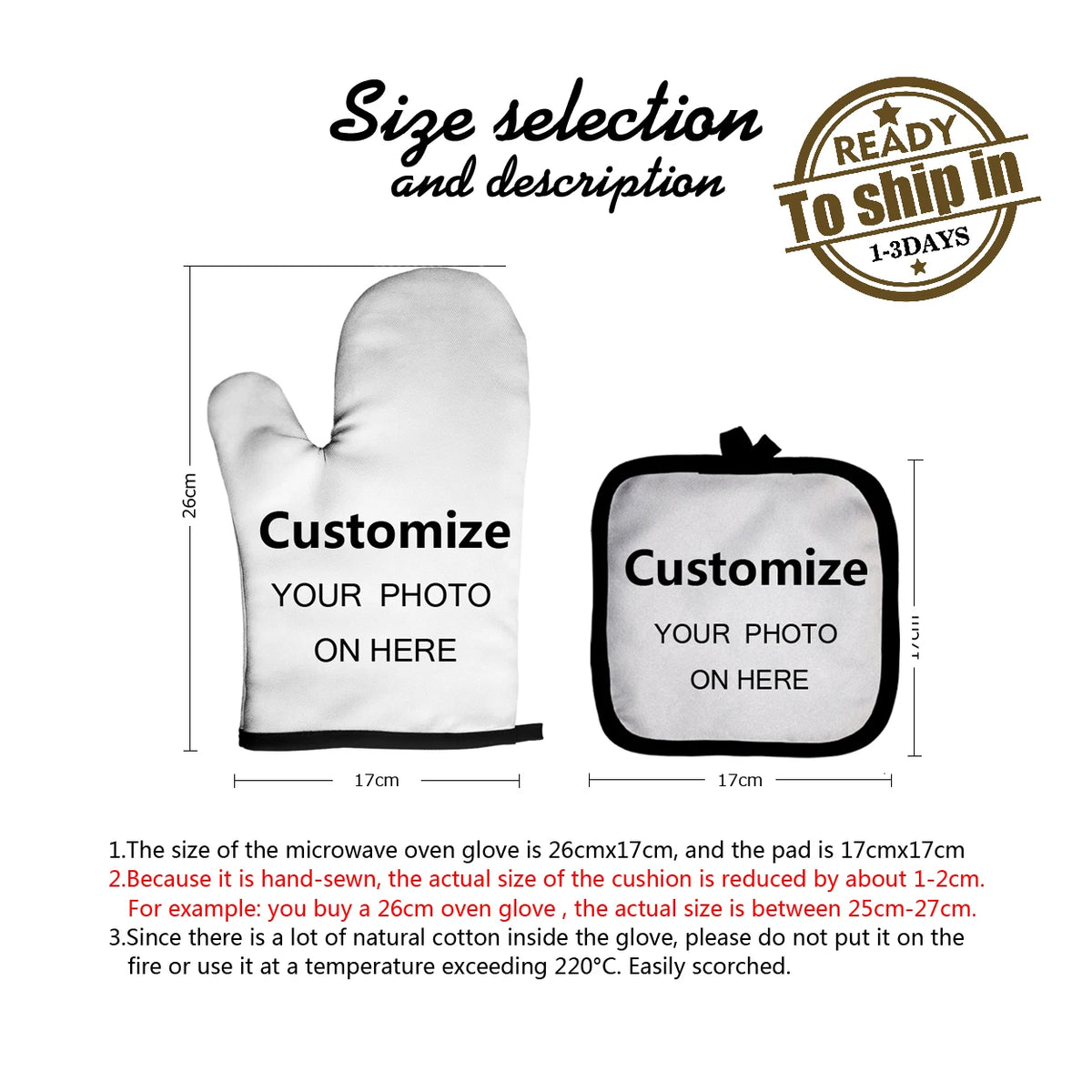 Customized Baking Gloves Woman Oven Mitts 1pcs/50pcs/100pcs