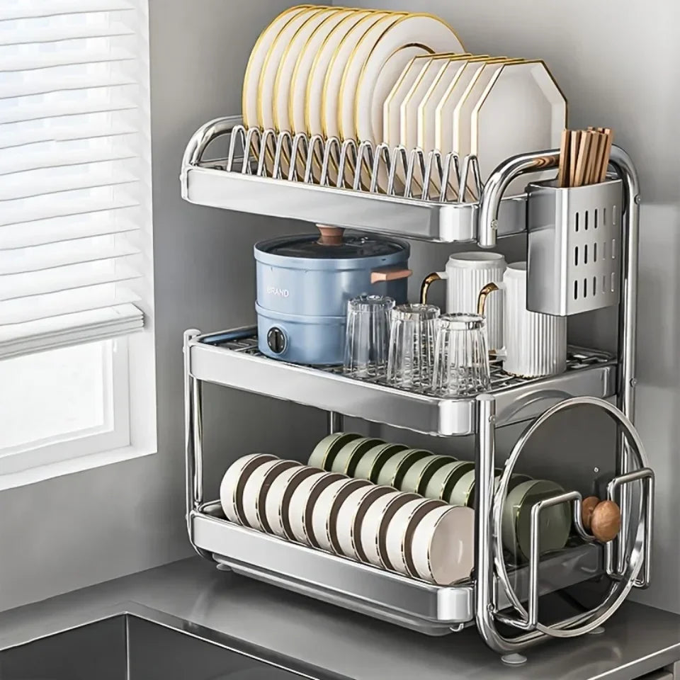 Dish Drying Rack Rustproof Big-Capacity Bowl Storage Shelf