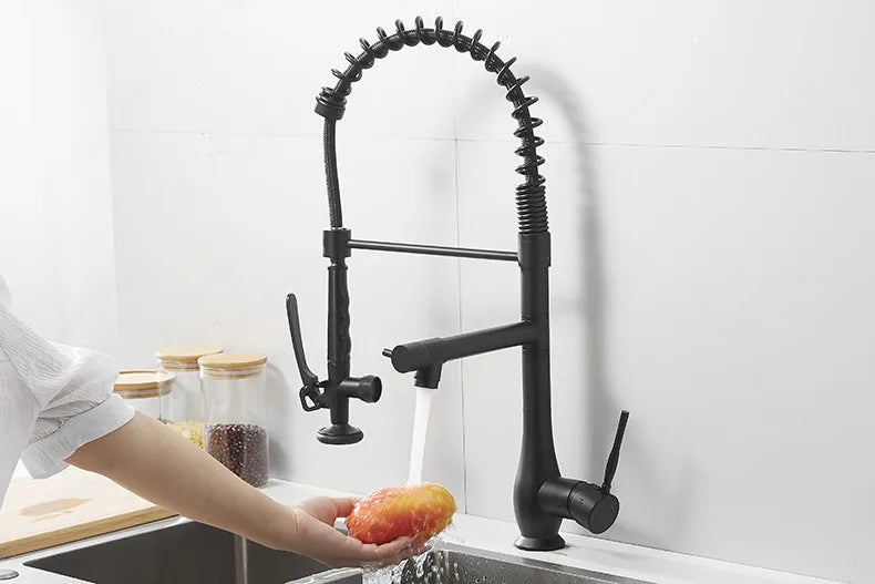 Faucet Brushed Nickel Pull-Out Faucet Swivel Dual Purpose