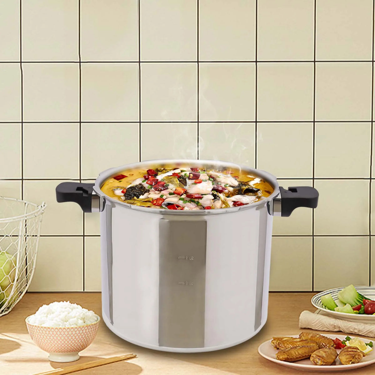 22l Aluminium Alloy Pressure Canner 90kpa Thickened