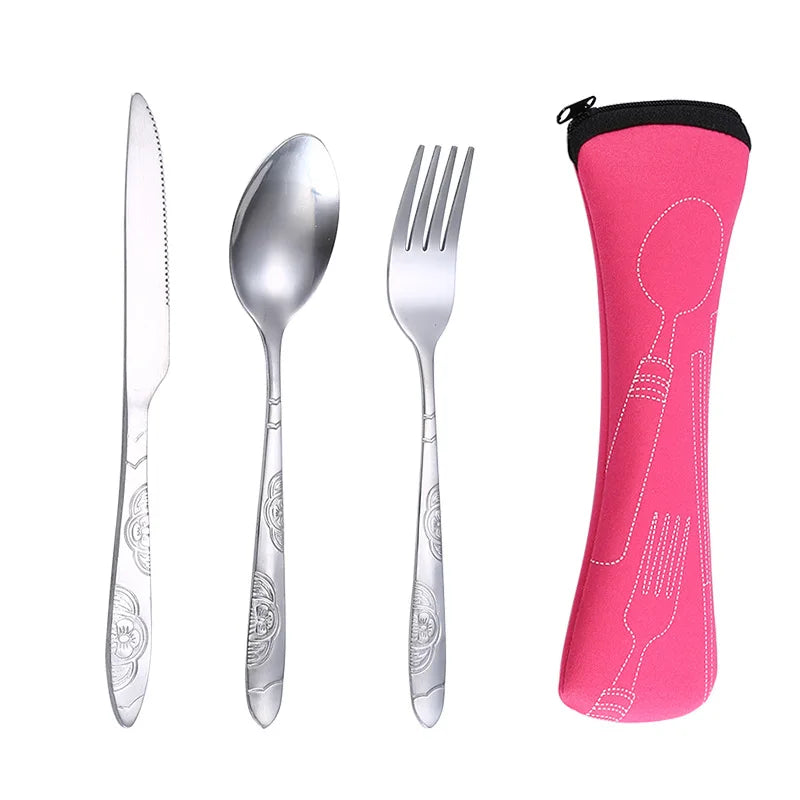 Picnic Tableware Washable Zipper Travel Cutlery Kit Case