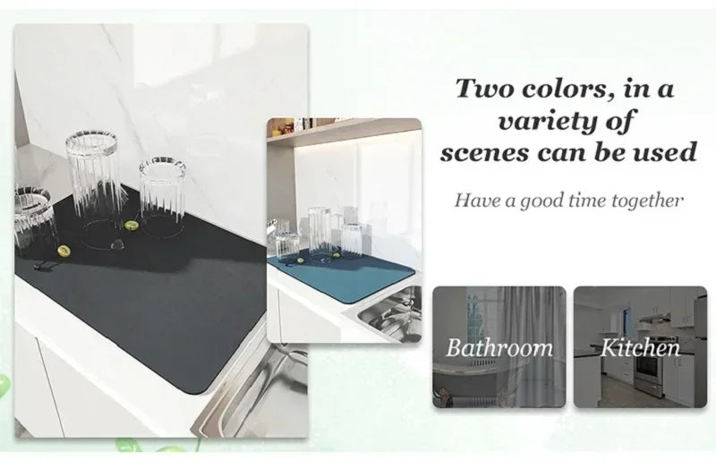 Countertop Dish Drying Mat Absorbent Drain Mat Non