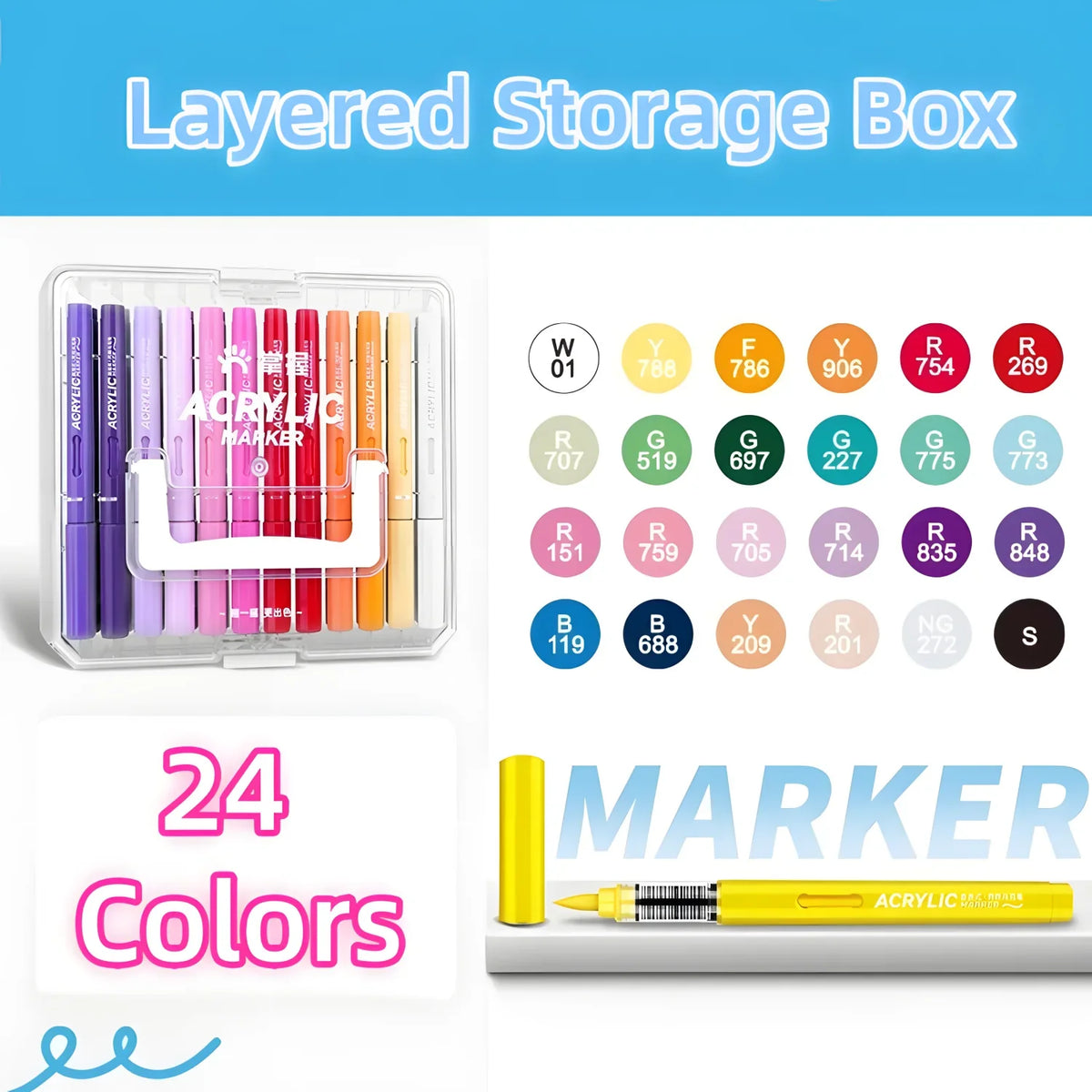 24/36/48/60/84 Colors Automatic Ink Control Acrylic Paint Markers