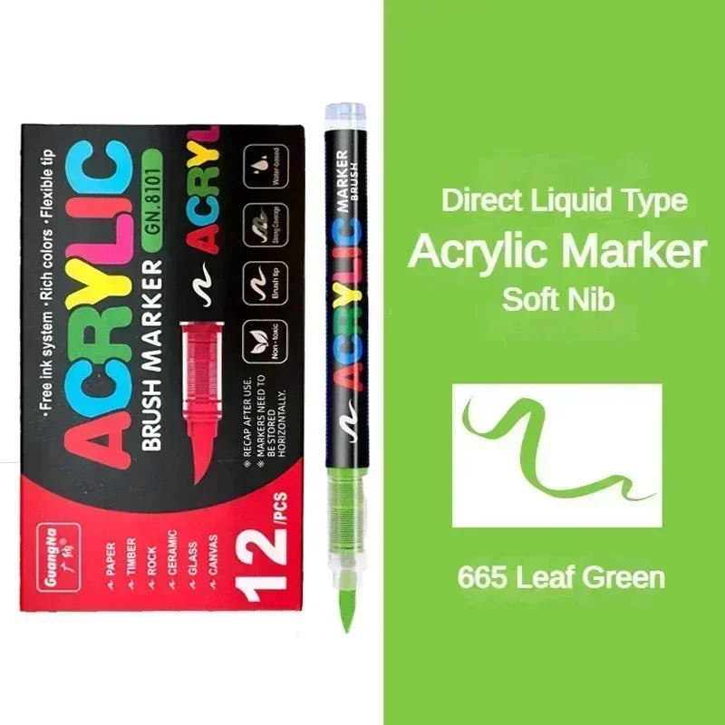 Guangna 360/12 Colors Acrylic Paint Pens Markers Brush