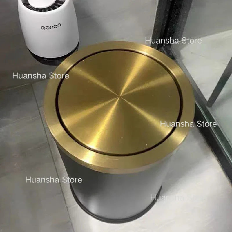 Stainless Steel Trash Can Gold Bathroom Bedroom Recycle
