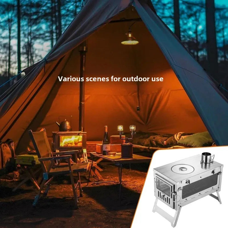 430 Stainless Steel Tent Stove Foldable Side Glass