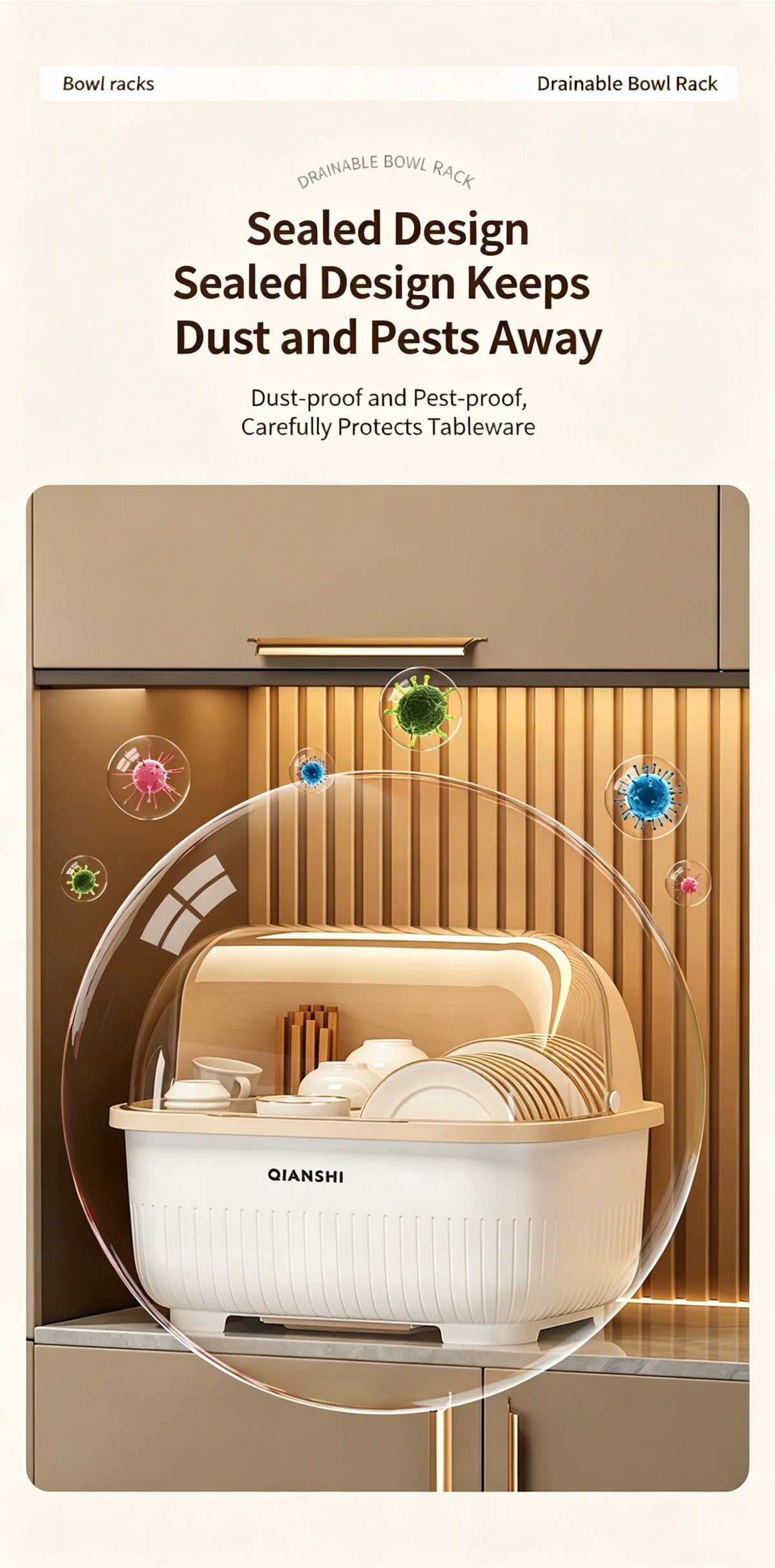 Dish Rack Protective Cover - Space-Saving Dust-Proof Storage