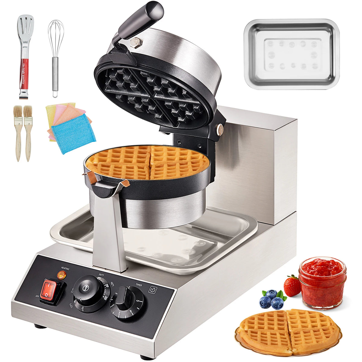 Succebuy Electric Waffle Maker Stainless Steel Round Waffle
