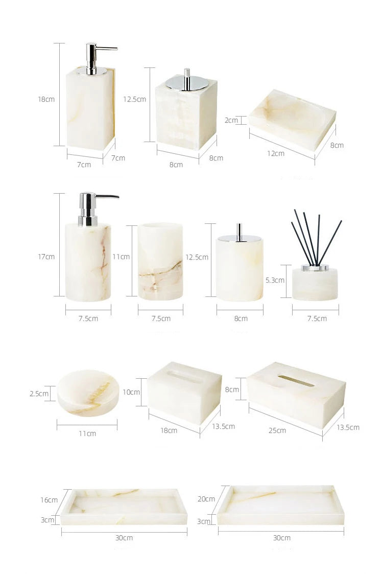 White Onyx Natural Marble Bathroom Luxury Soap Dispenser