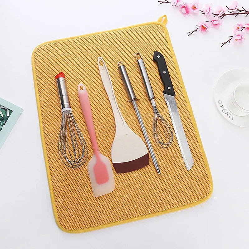 Dish Drying Mat In Cabinet Mats Microfiber Absorbent
