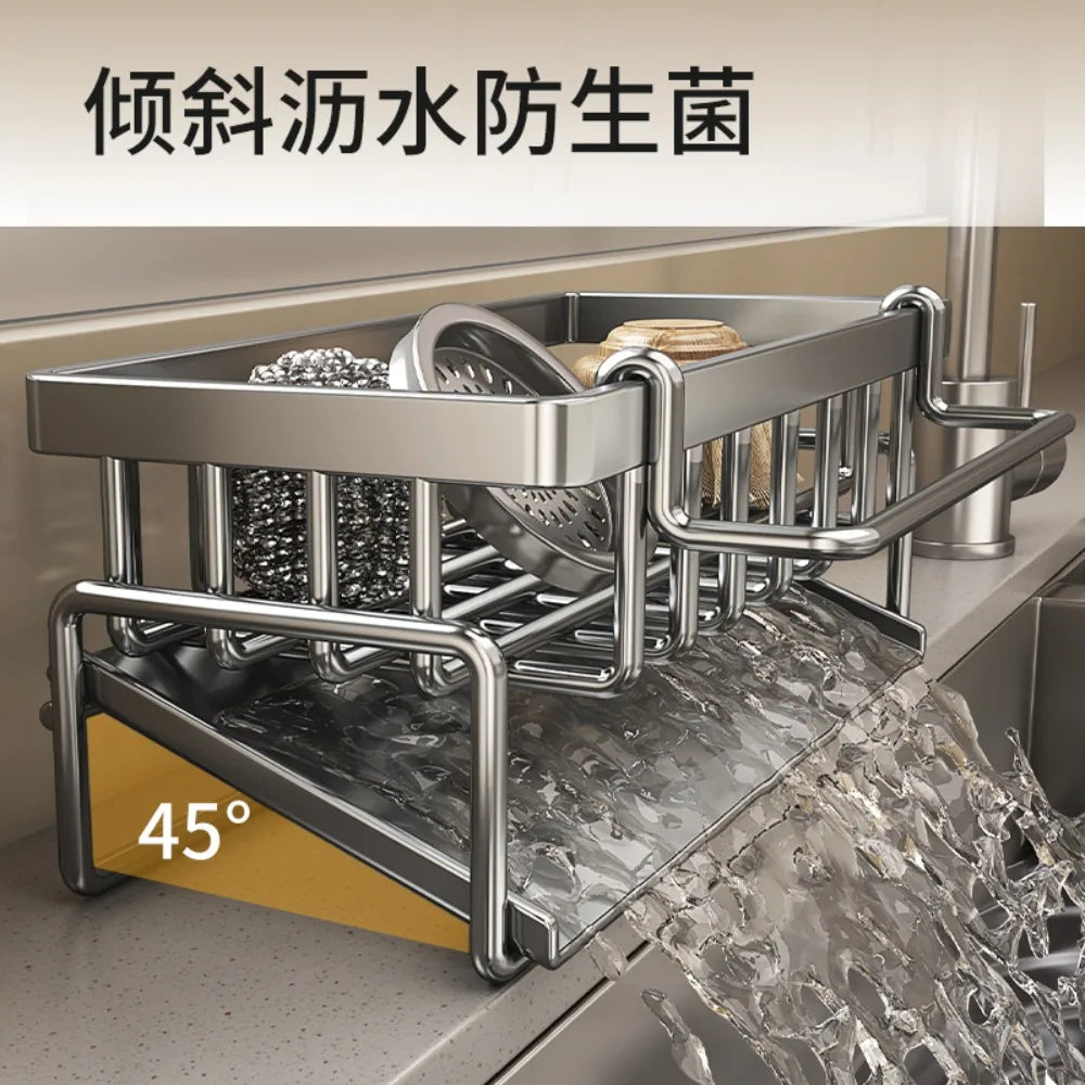 Stainless Steel Sink Organizer Drain Rack Soap Sponge
