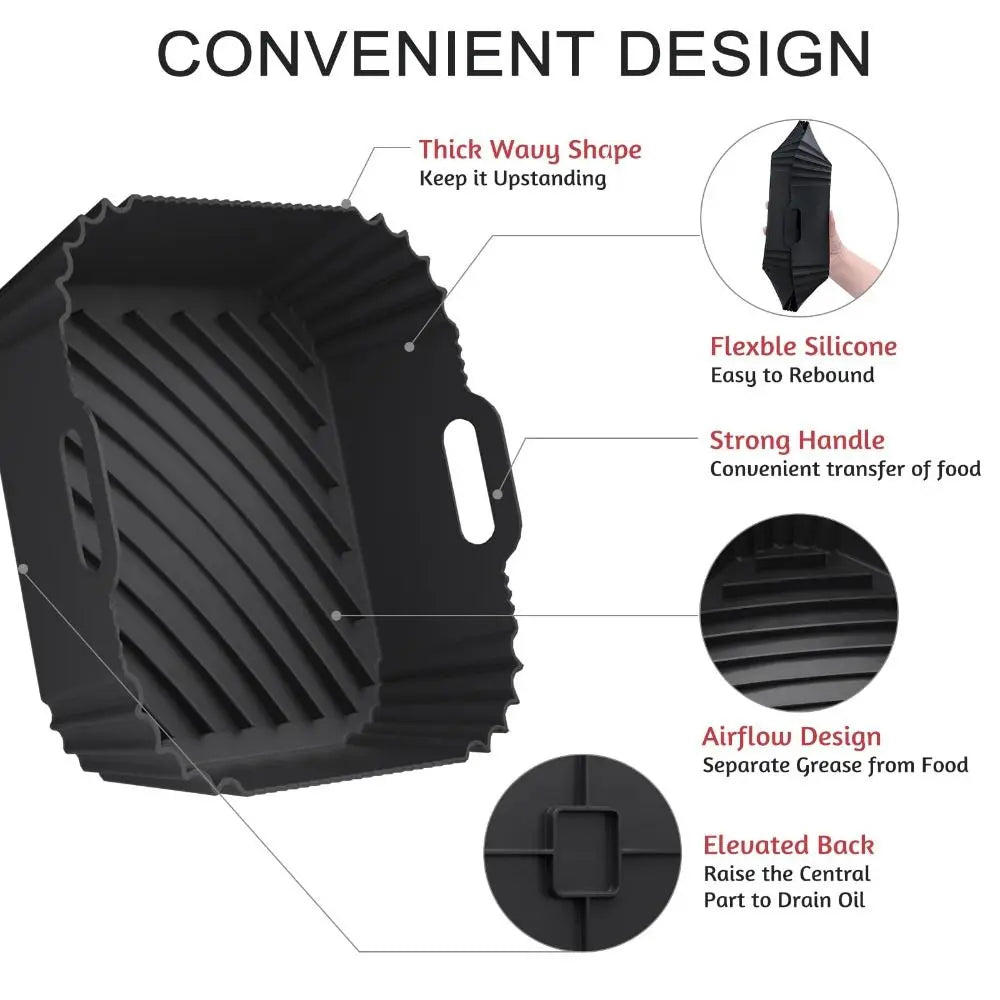 Large Size Silicone Airfryer Basket Liners Square Shape
