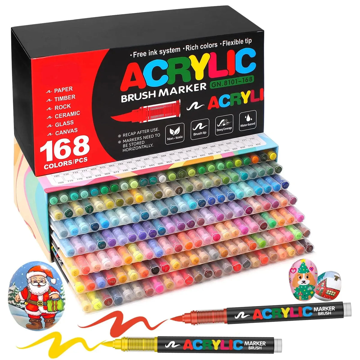 12-408 Colors Acrylic Paint Markers Flexible Brush Acrylic