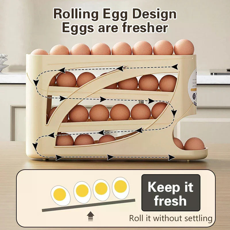 Automatic Rolling Tier Egg Holder Dispenser Refrigerator Egg