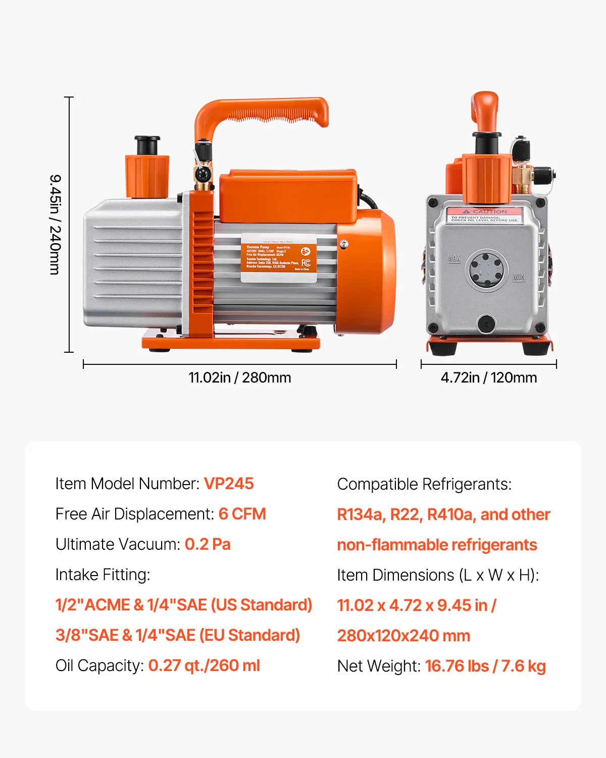 Succebuy Vacuum Pump & Oil Bottle 5cfm/4cfm/5cfm 1-Stage