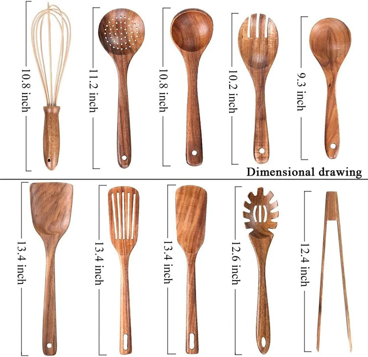 Wooden Utensil Natural Acacia Wood Cooking Utensils Durable