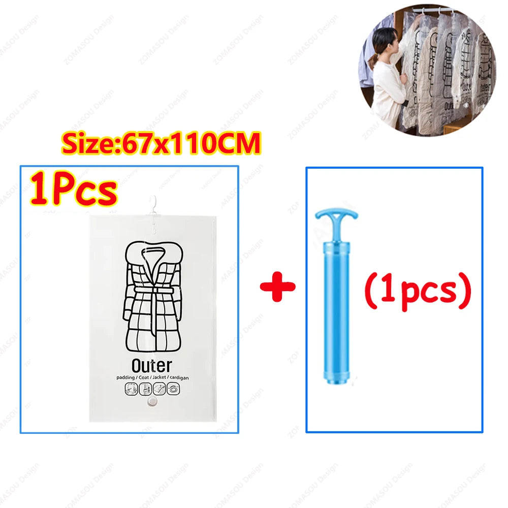 1-10pcs Hanging Vacuum Storage Bag Reusable Space Saver