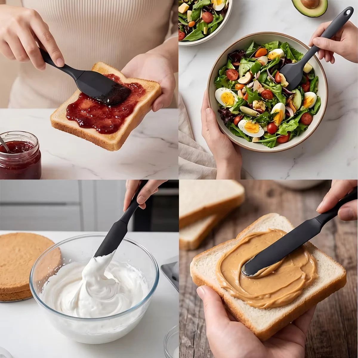 Silicone Kitchenware 6-Piece Cream Scraper Spatula Oil Brush
