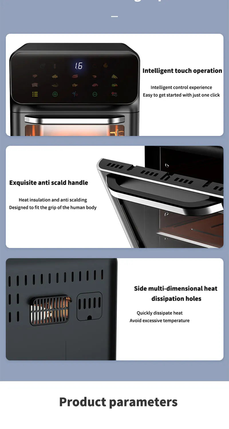 10l Large Capacity Electric Air Fryers Oil-Free Automatic