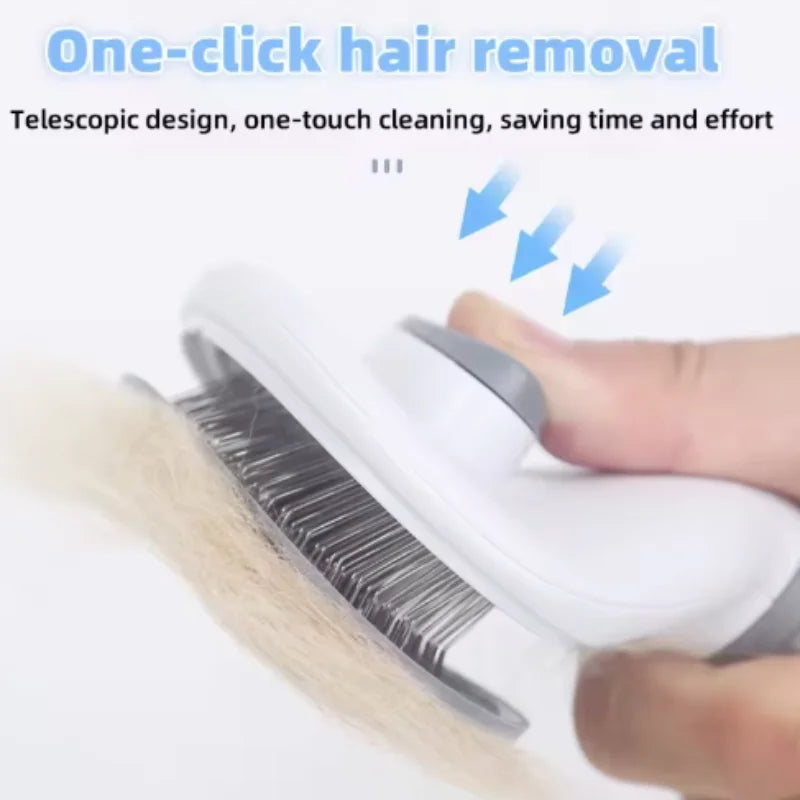 Automatic One-Click Pet Hair Removal Comb Slicker Brush