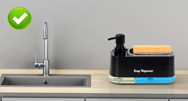 Dual Pump Soap Dispenser 3-In-1 Organizer Sponge Storage
