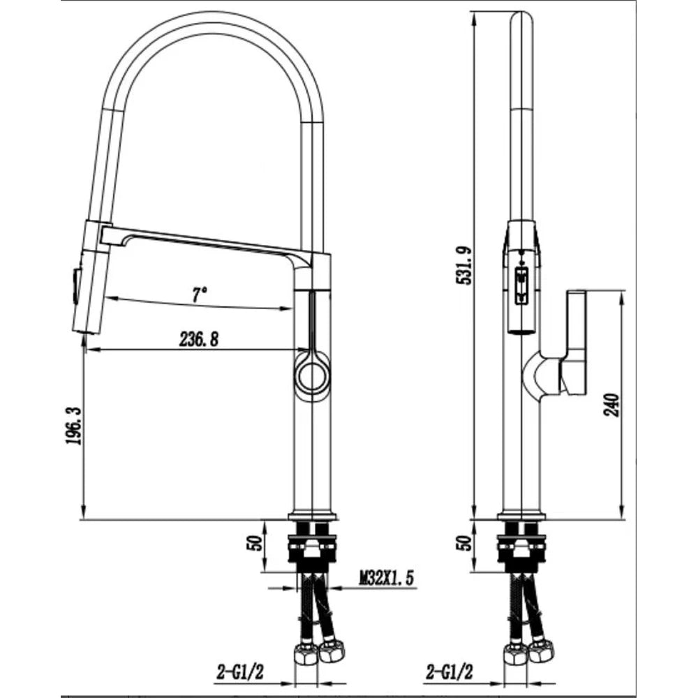 Black Faucet Pull Down Sprayer Rubber Mixer Deck
