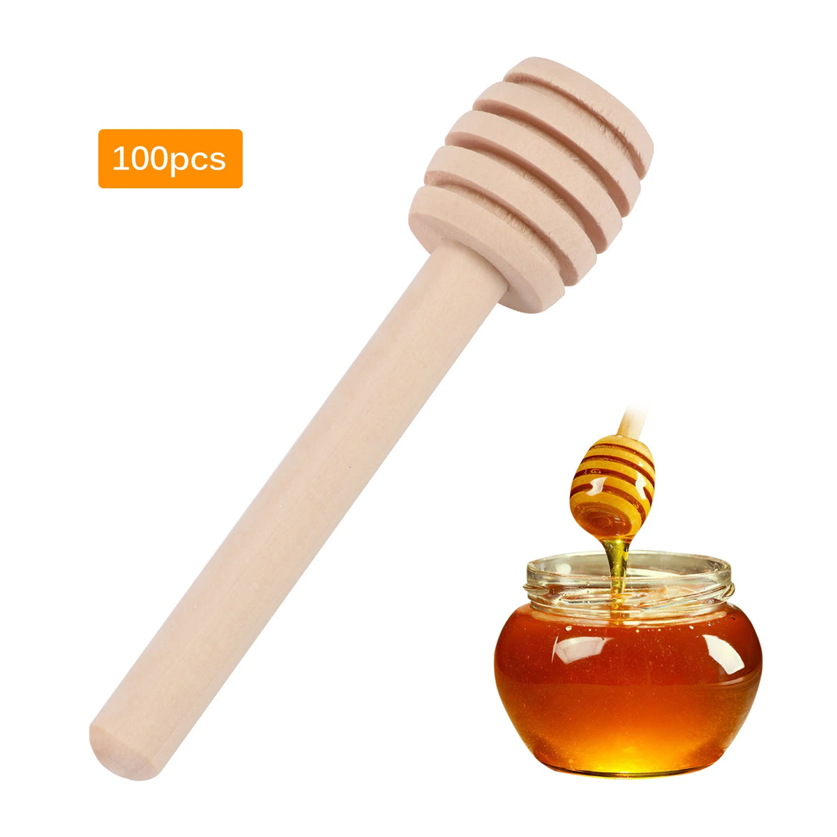 Honey Stir Bar Mixing Handle Jar Spoon Wooden