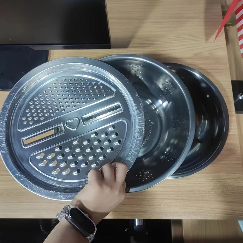 3pcs Stainless Steel Mixing Bowl Grater Strainer Drain