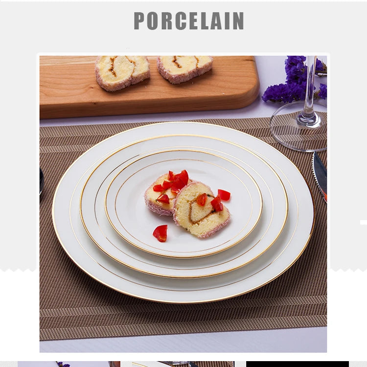 White Porcelain Dinner Plate Light Luxury Food Disk