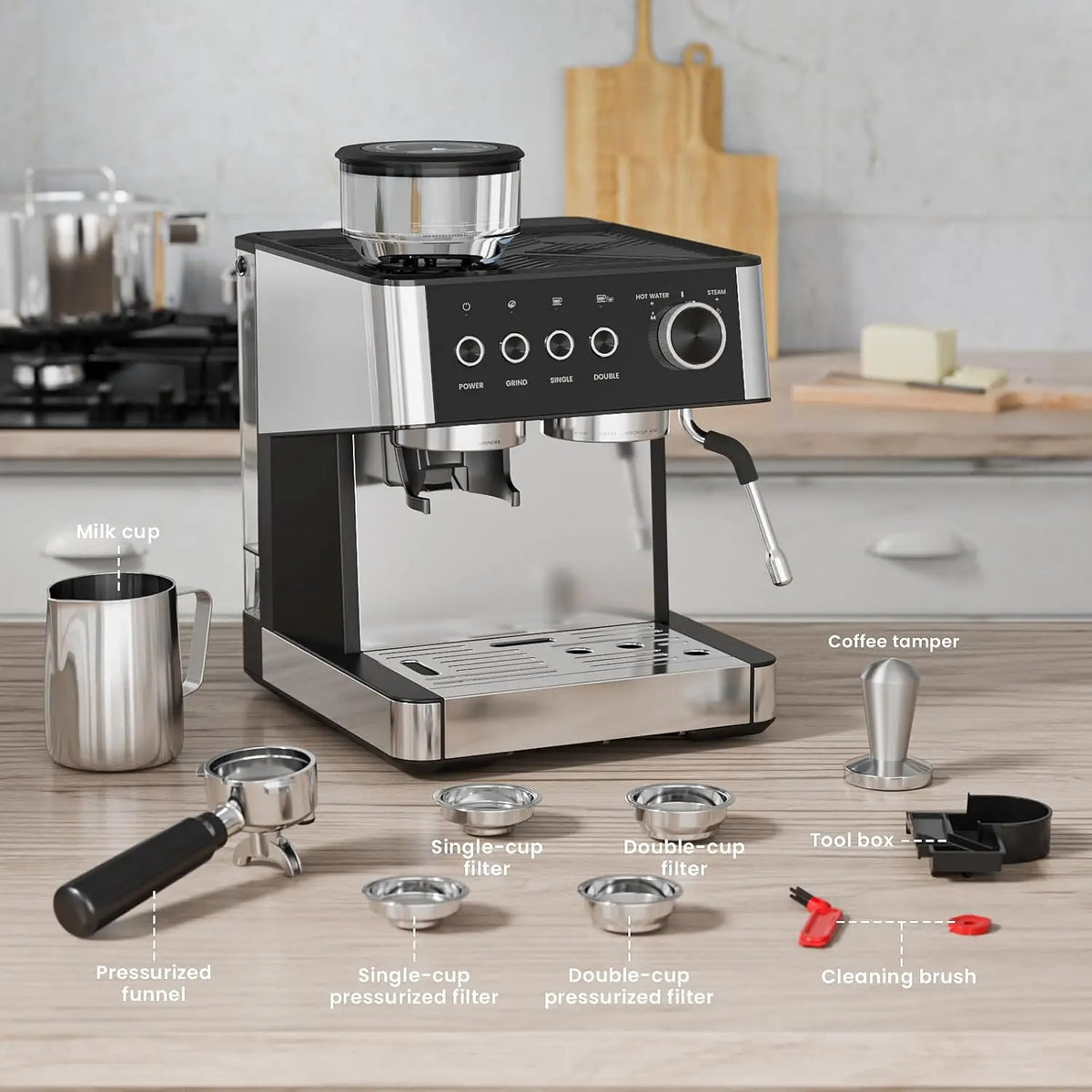 Espresso Machine 20 Bar Expresso Coffee Machines Grinder