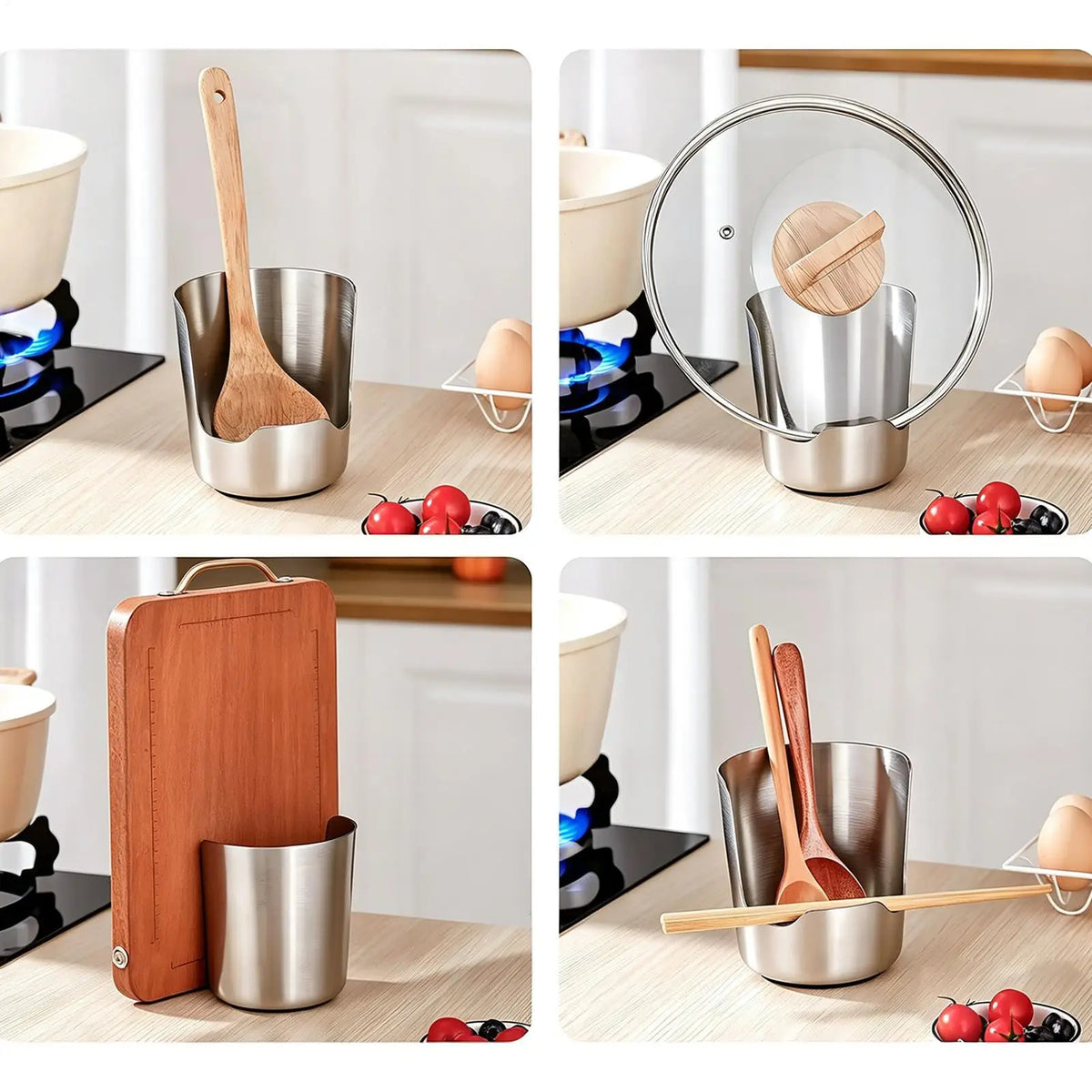 Spoon Rest Stainless Steel Upright Storage Organizer Spoon