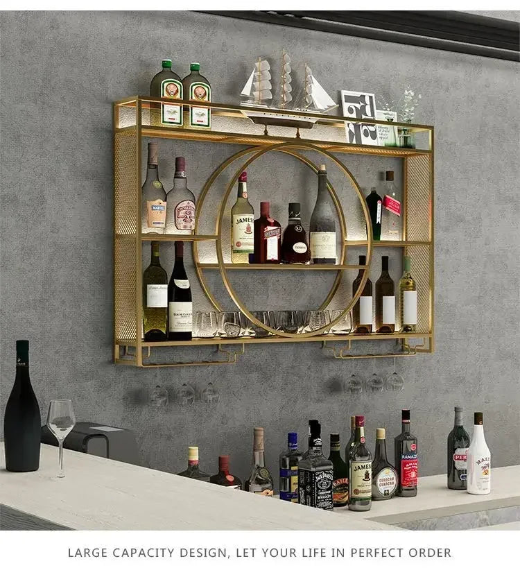 Modern Wall Mount Wine Rack Holder Glass Storage