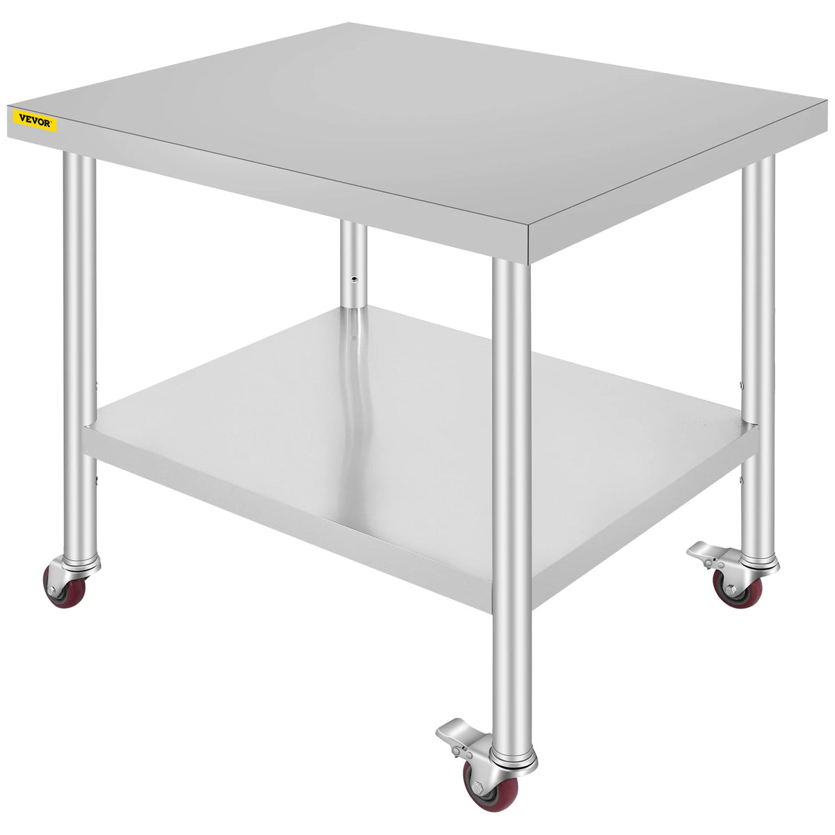 Succebuy Stainless Steel Prep Table Caster Wheels Backsplash