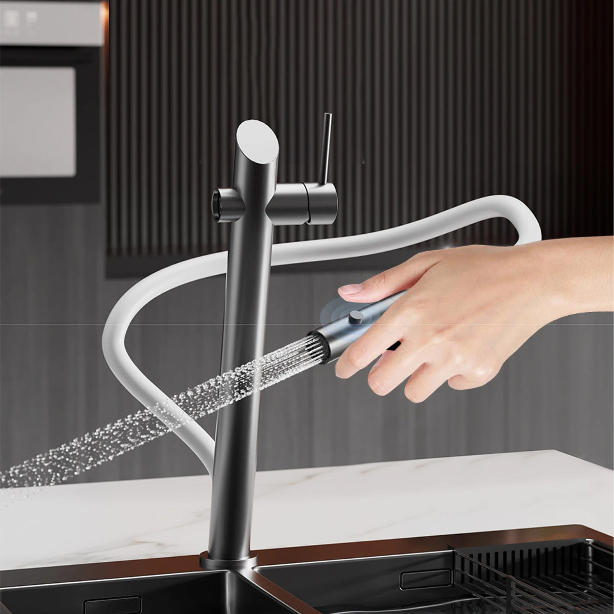 Aitana Luxury Brass Black Faucet Pull-Out Design Dual