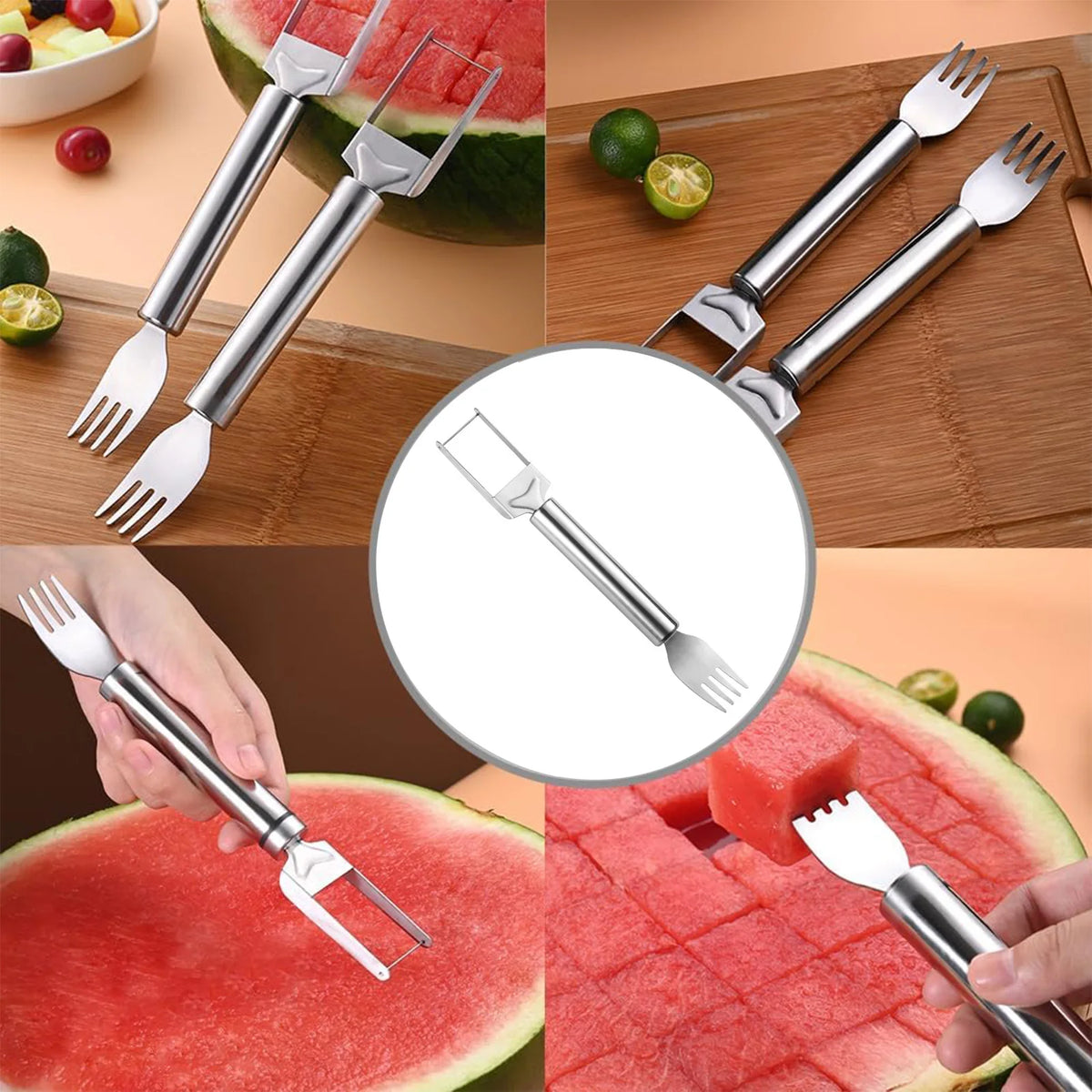 Stainless Steel Watermelon Cutting Functional Watermelon Fork