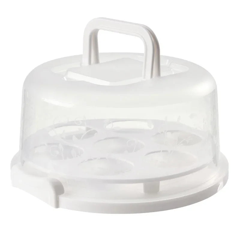 Plastic Round Cake Box Carrier Handle Pastry Storage