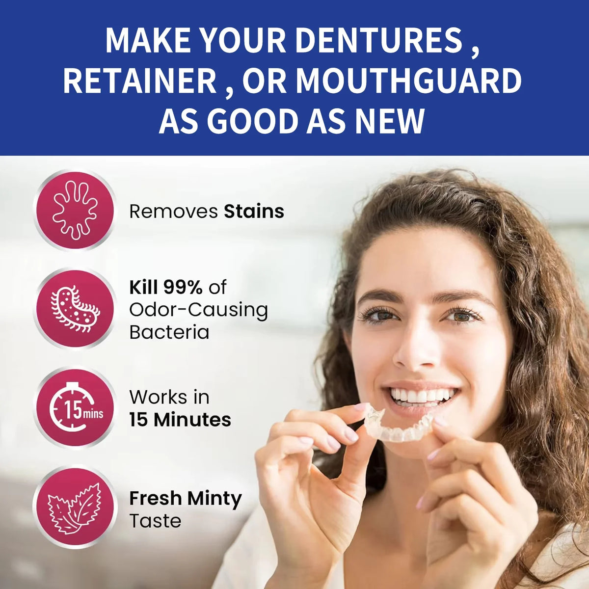 100pcs Denture Cleaner Tablets Retainer & False Tooth