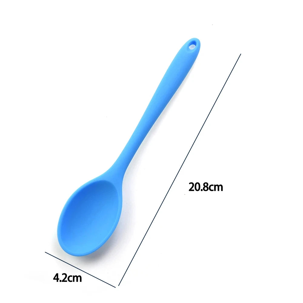 1pc Soft Silicone Spoon Stirring Long Handle Tableware