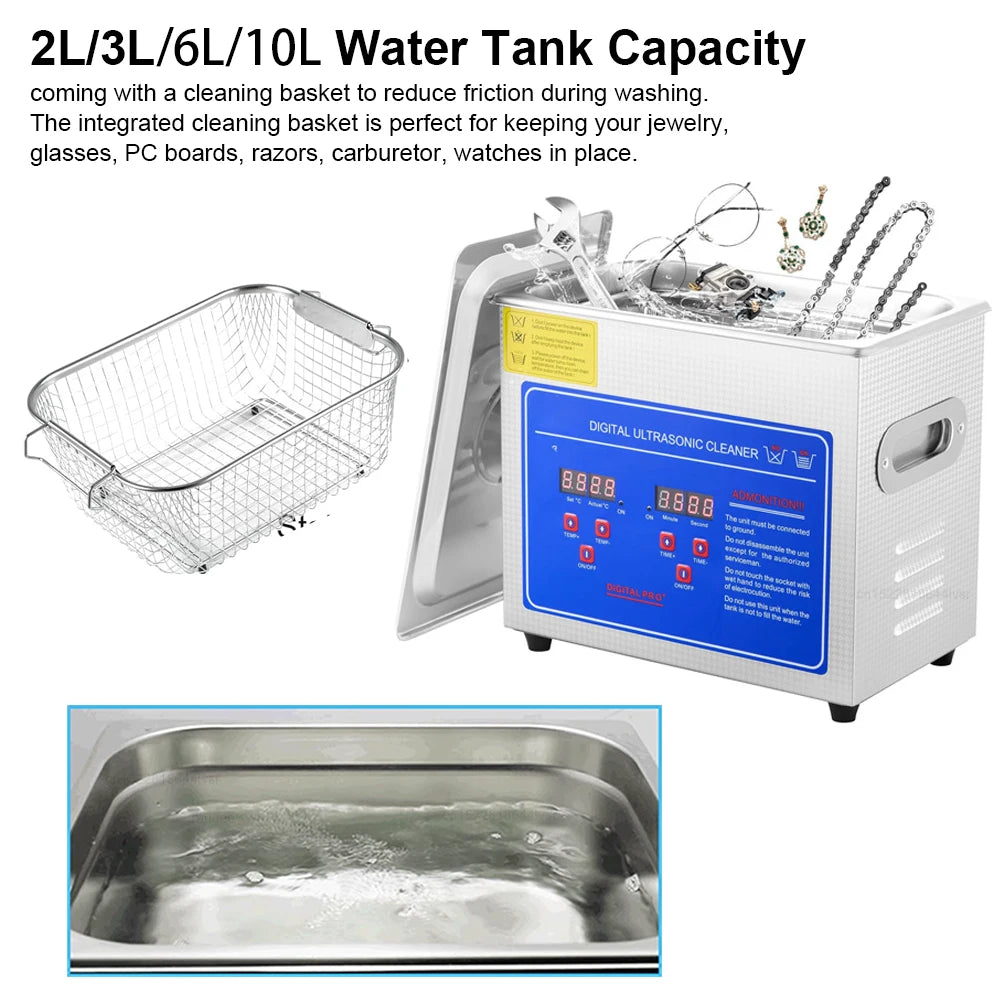 Ultrasonic Cleaner Ultrasound Cleaning Machine Heated Washing 6l