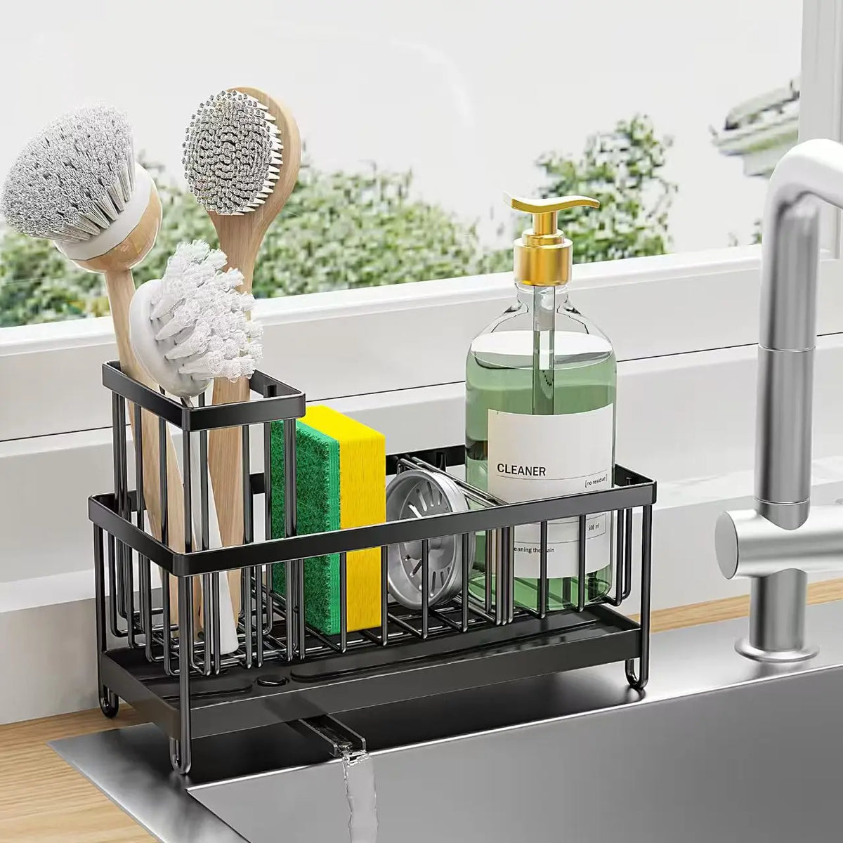 Sink Sponge Holder High Brush Rack Essential Countertop