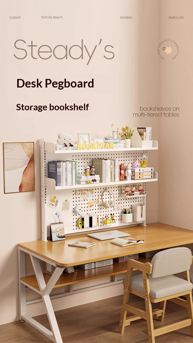 Adjustable Desktop Storage Rack Pegboard Desk Bookshelf Organizer