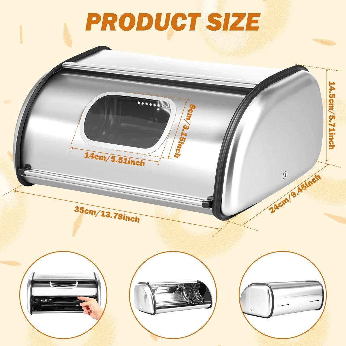 Stainless Steel Bread Box Large Capacity Bread Storage