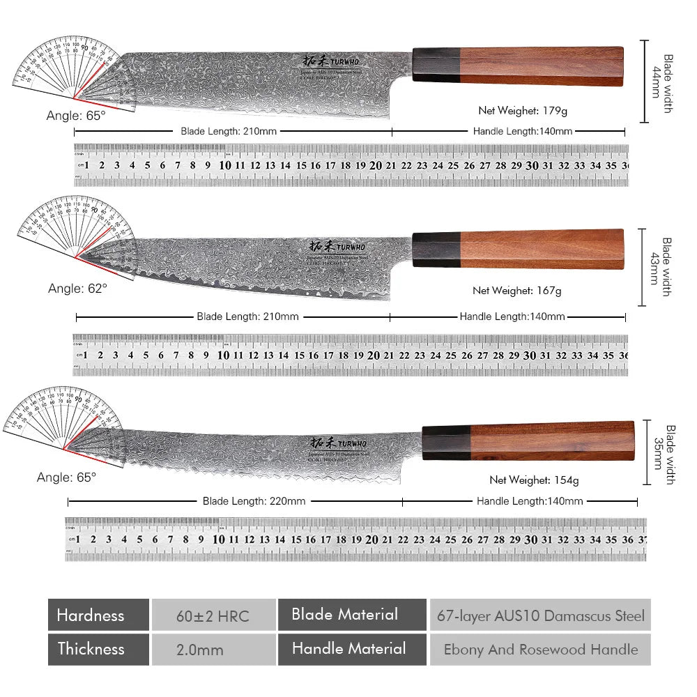 Turwho Hand Forged Japanese Chef Knife Damascus Steel